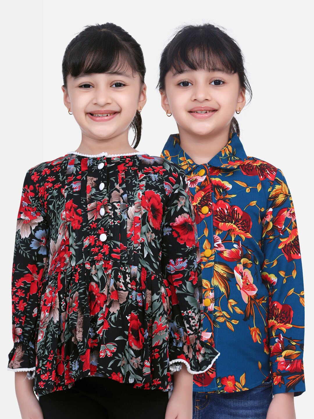 

Cutiekins Black & Blue Floral 2 Crepe Regular Tops