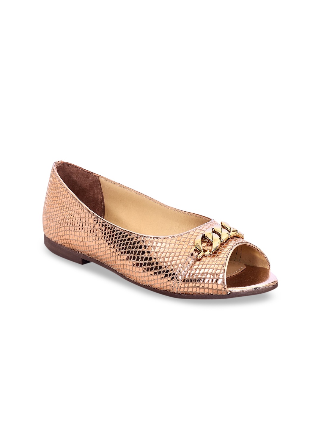 

Eske Women Metallic Textured Open Toe Flats with Buckles