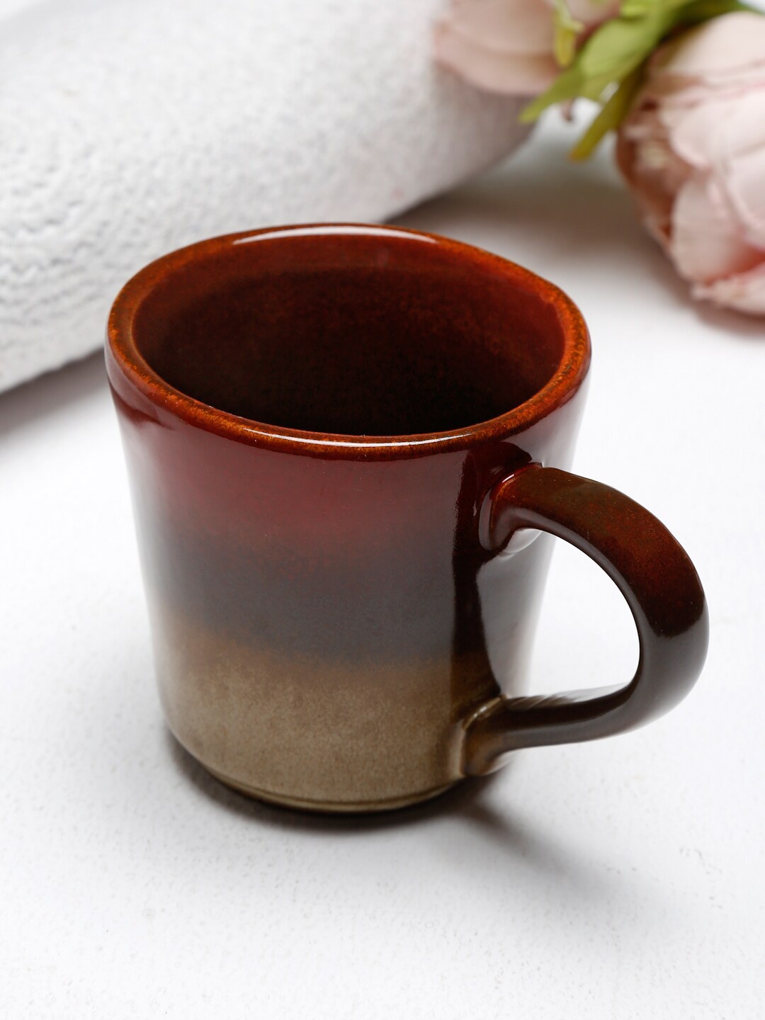 

Fabindia Brown Ceramic Mug 300 ml, Red