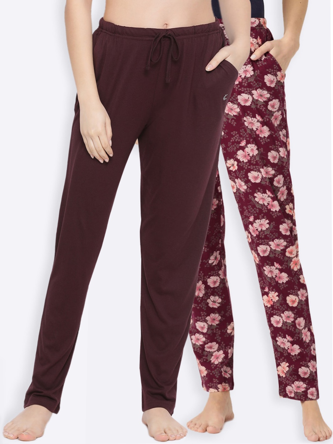 

Kanvin Women Pack Of 2 Pure Cotton Lounge Pants, Brown