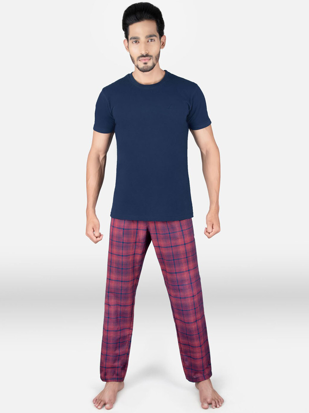 

XYXX Men Navy Blue & Red Night suit