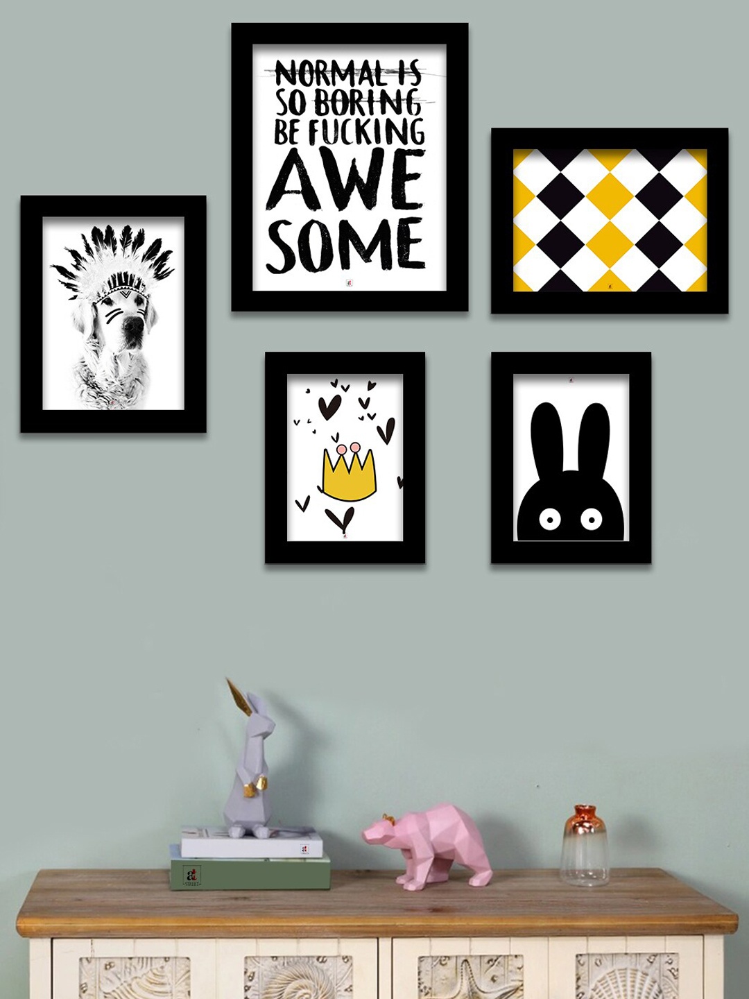 

Art Street Set of 5 Black & White Wall Paintings