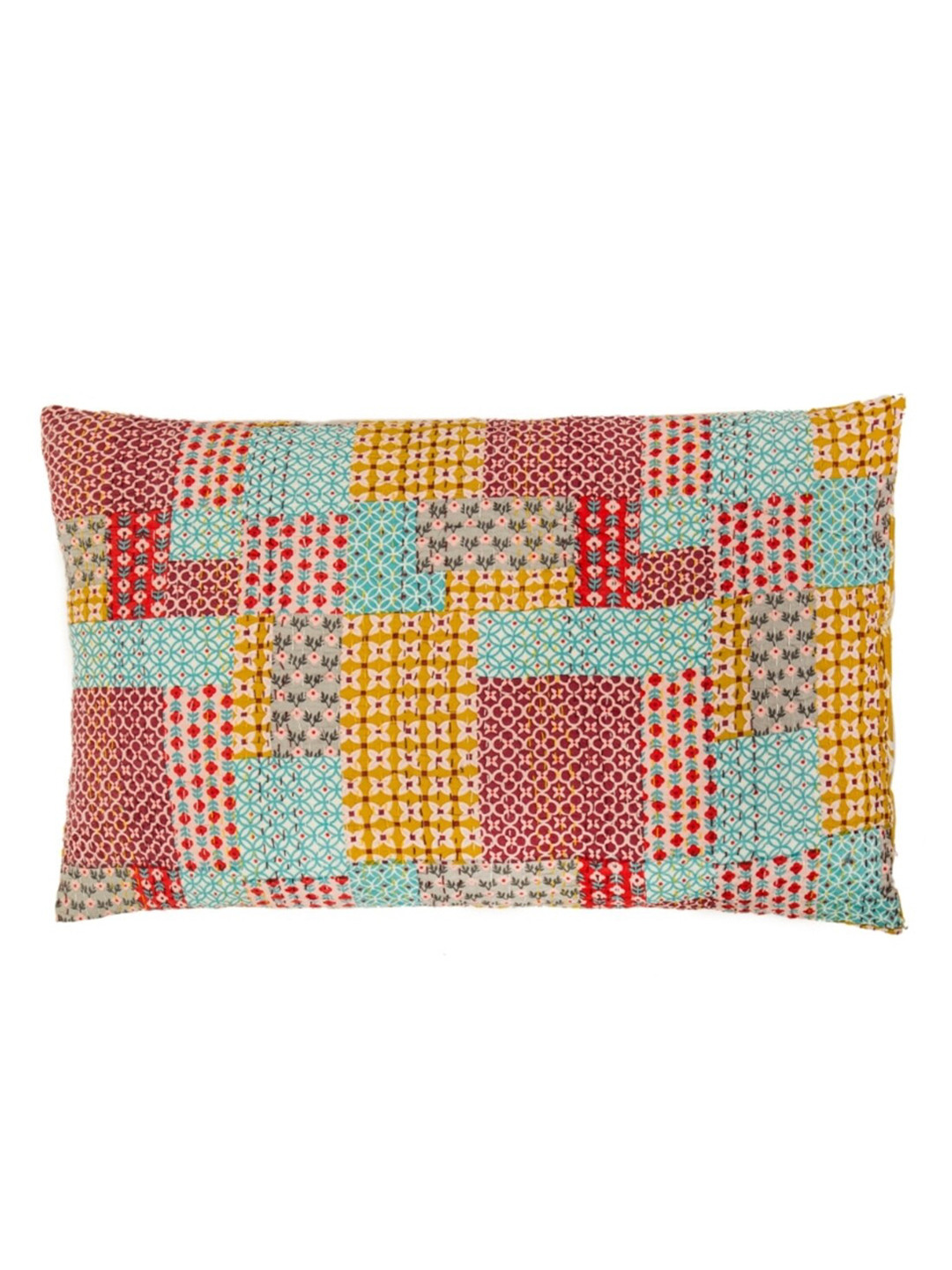 

Chumbak Yellow & Beige Kantha Embroidered Pure Cotton Pillow Cover