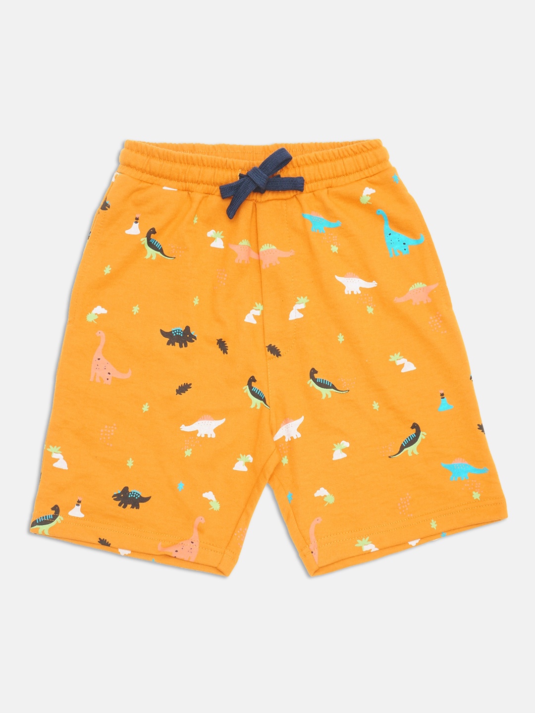 

Lil Tomatoes Boys Mustard Animal Printed Mid-Rise Bermuda Shorts