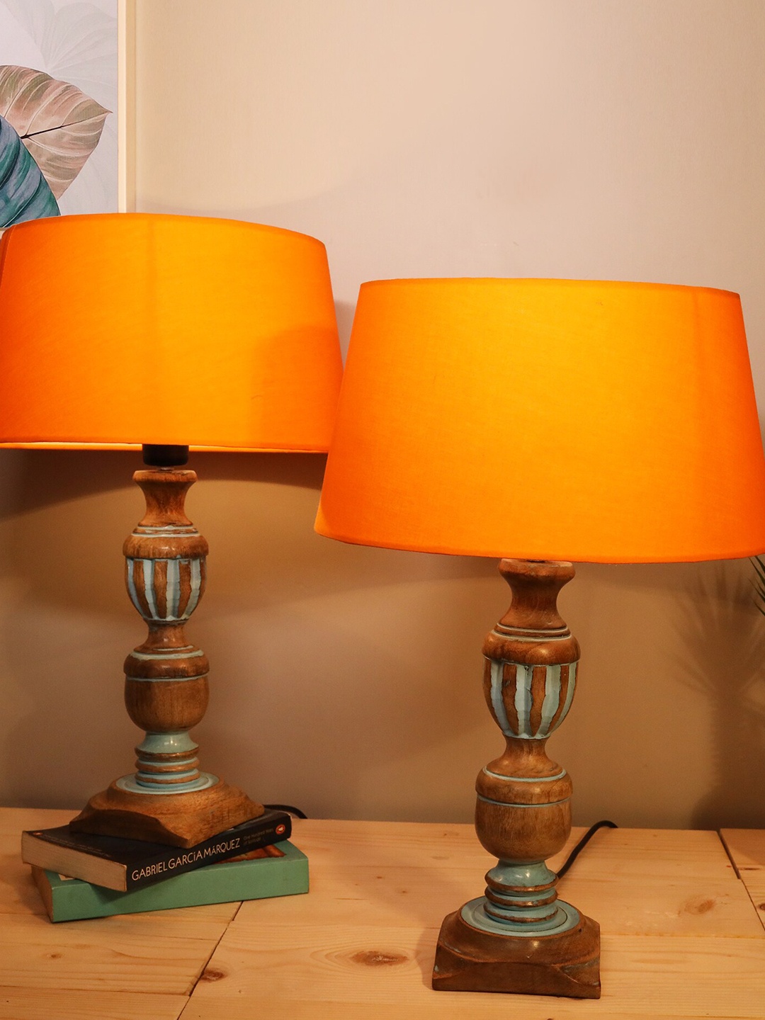 

Homesake Orange & Brown Textured Contemporary Handcrafted Bedside Standard Table Lamp