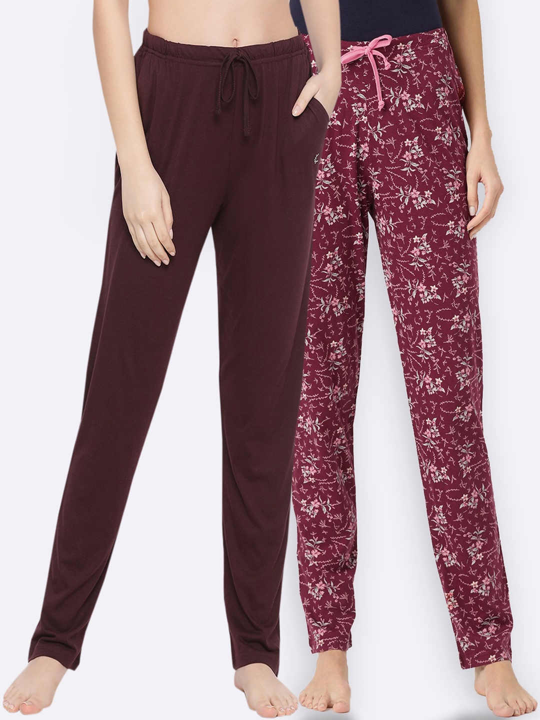 

Kanvin Women Pack Of 2 Pure Cotton Lounge Pants, Brown