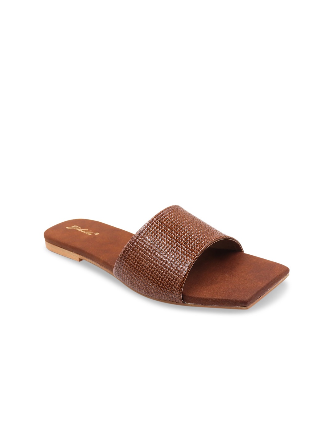 

Gibelle Women Brown Textured Open Toe Flats