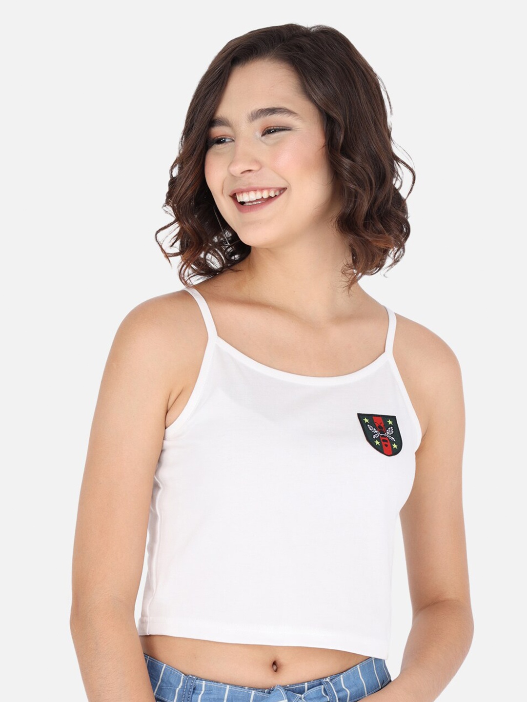 

Trend Arrest Women White Pure Cotton Solid Regular Crop Top