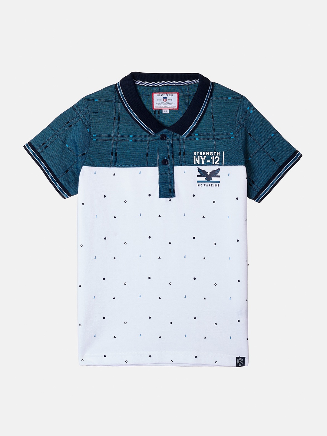 

Monte Carlo Boys Blue & Green Printed Polo Collar T-shirt