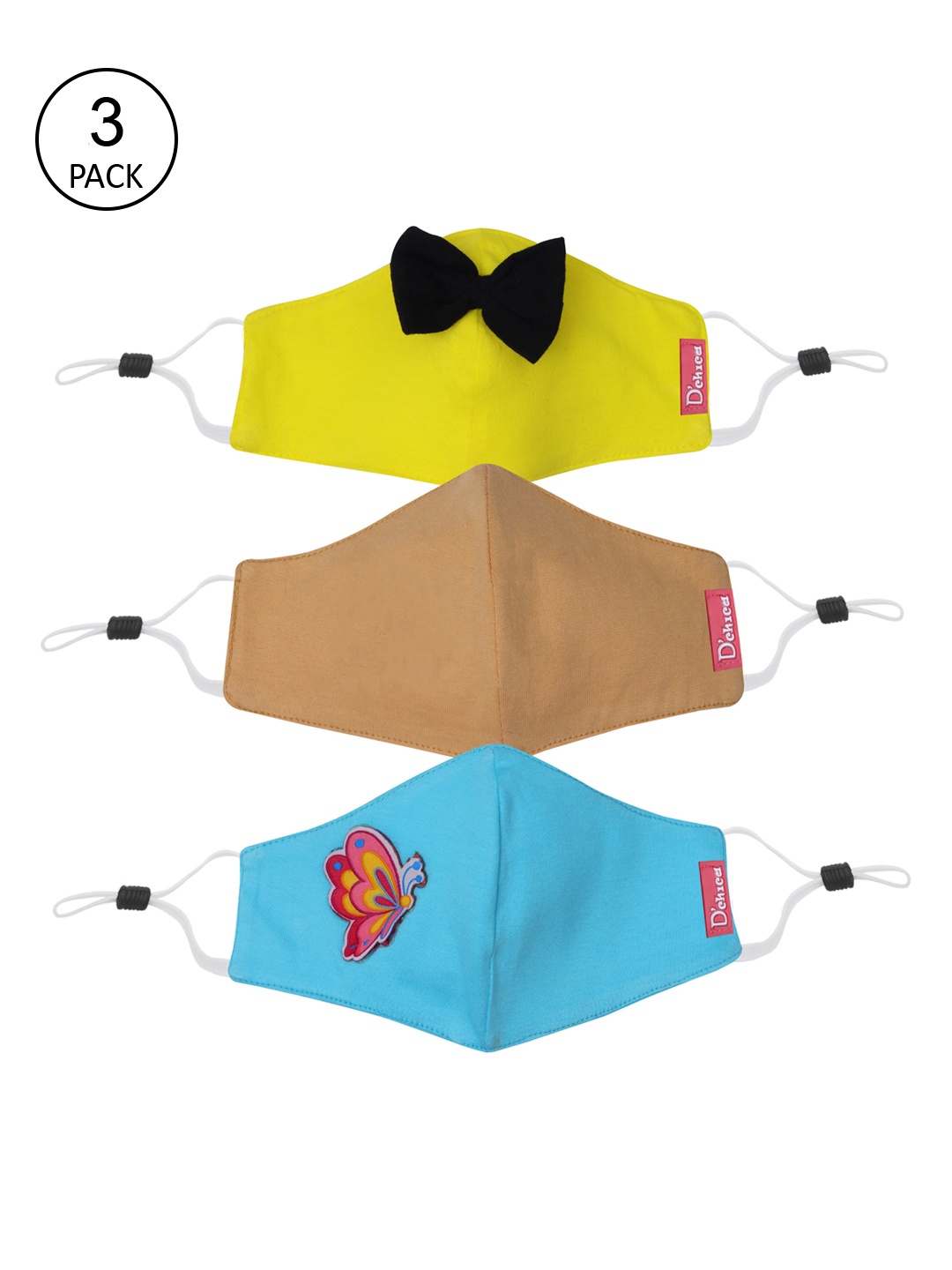 

DChica Girls Pack Of 3 Assorted Cotton 2-Ply Reusable Outdoor Cloth Masks