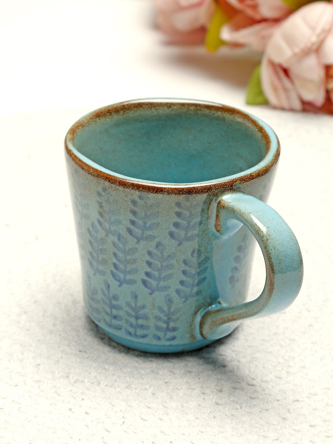 

Fabindia Blue Textured Ceramic Mudrita Handpainted Glossy Cup