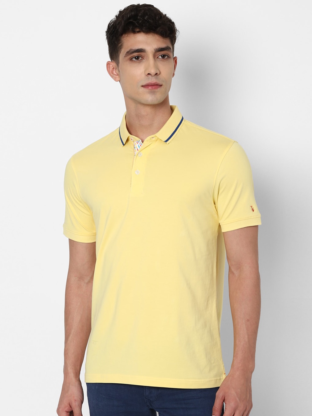 

SIMON CARTER LONDON Men Yellow Polo Collar Slim Fit T-shirt