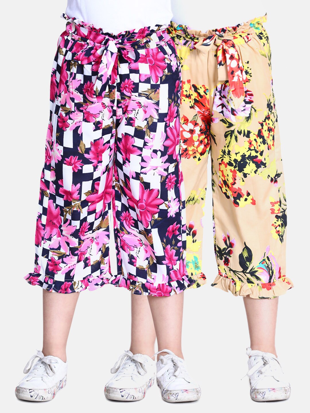 

Cutiekins Girls Pack Of 2 Pink & Peach-Coloured Printed Capris