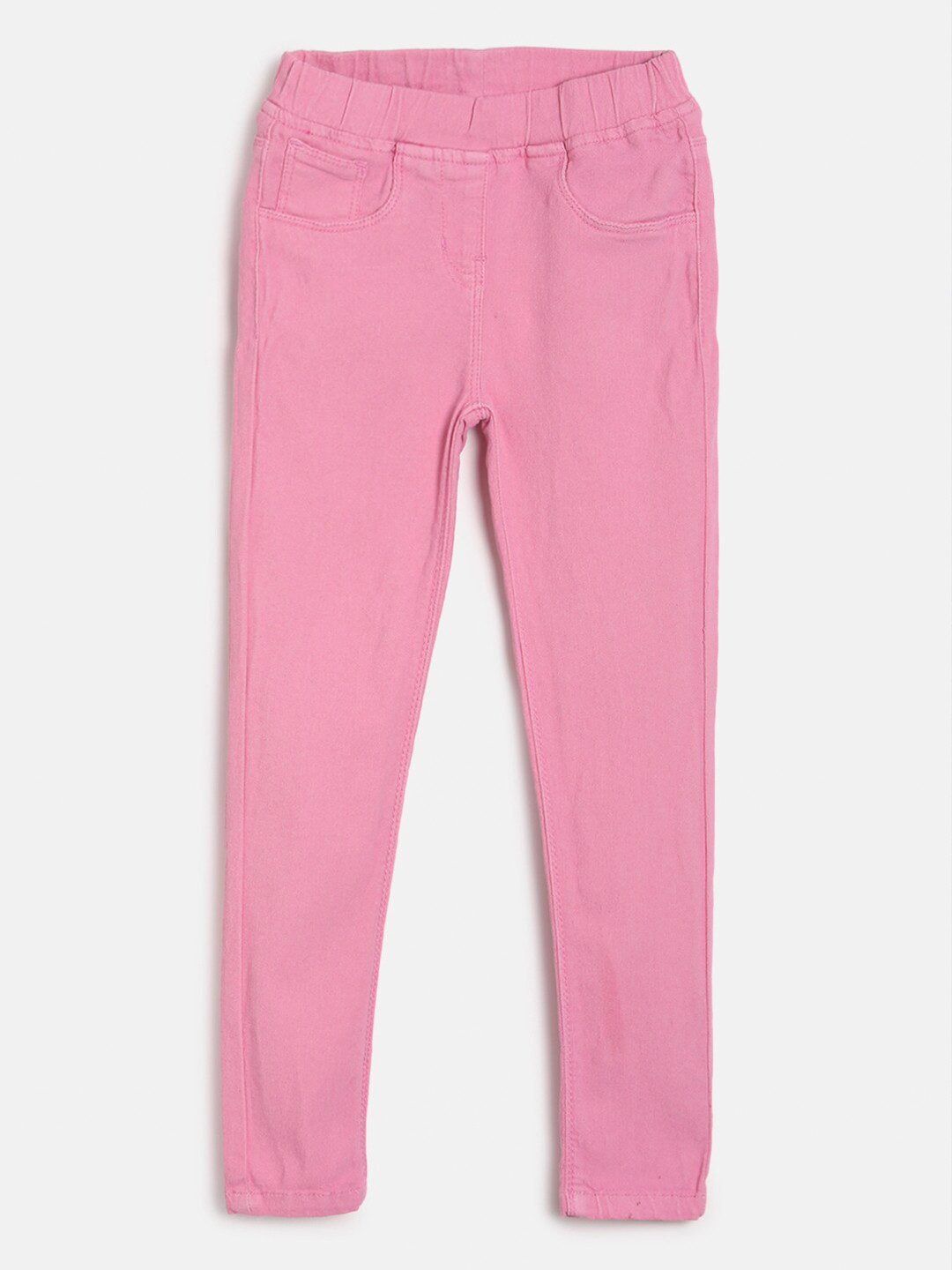 

TALES & STORIES Girls Pink Solid Slim-Fit Jeggings