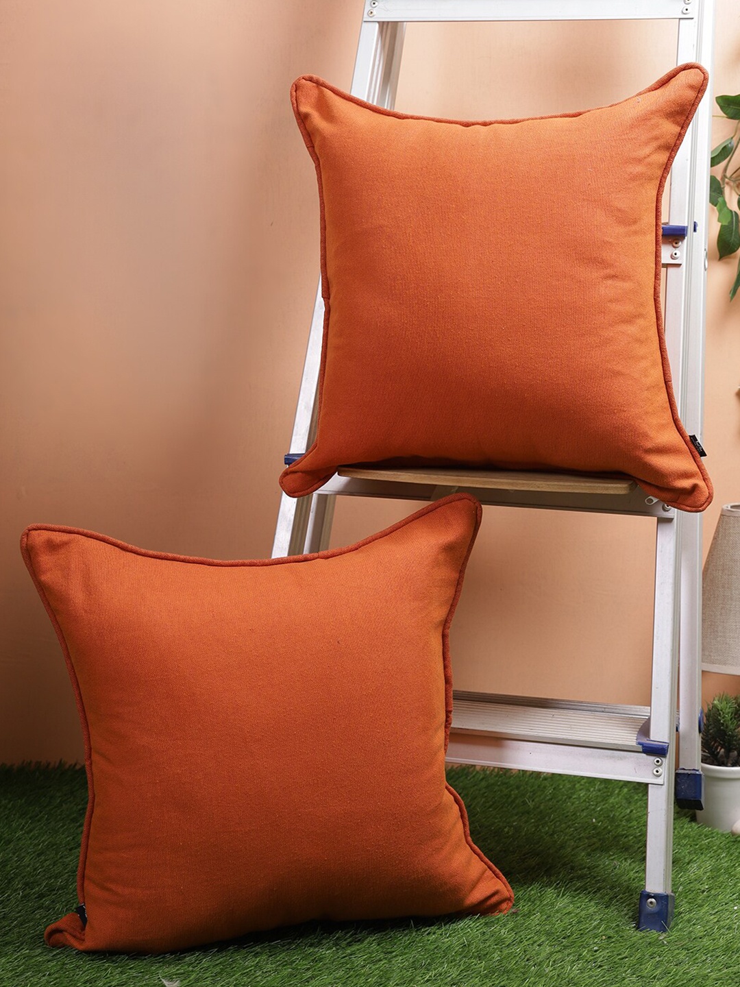 

Soumya Set Of 2 Rust Red Square Cushion Covers
