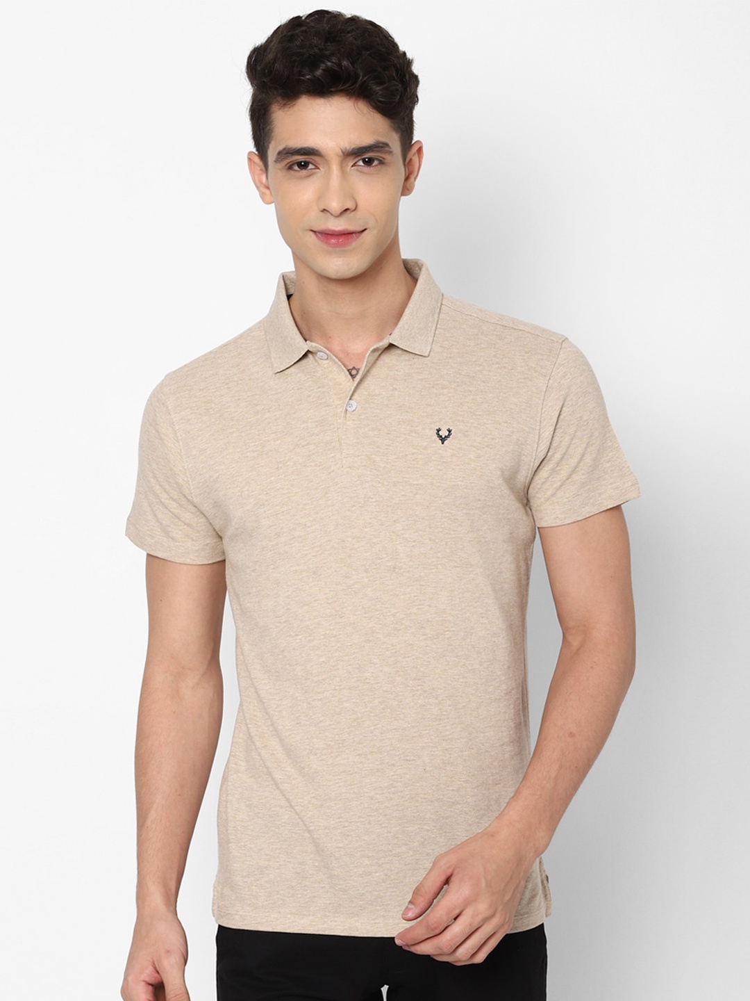 

Allen Solly Men Beige Polo Collar Pure Cotton T-shirt