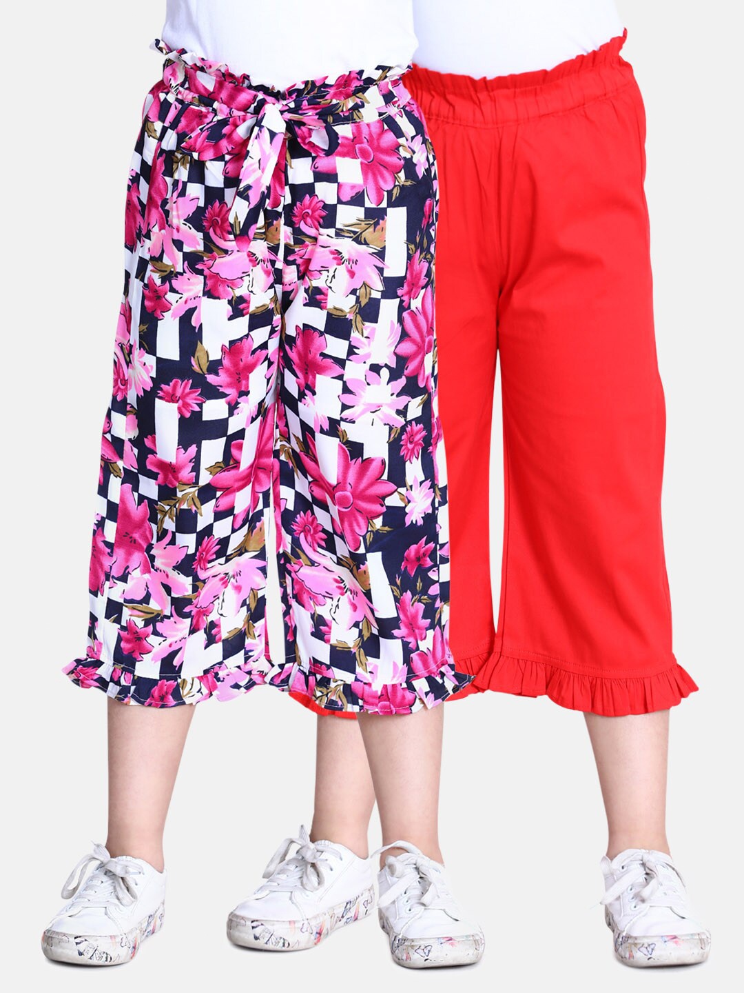 

Cutiekins Girls Pink & Red 2 Printed Capris
