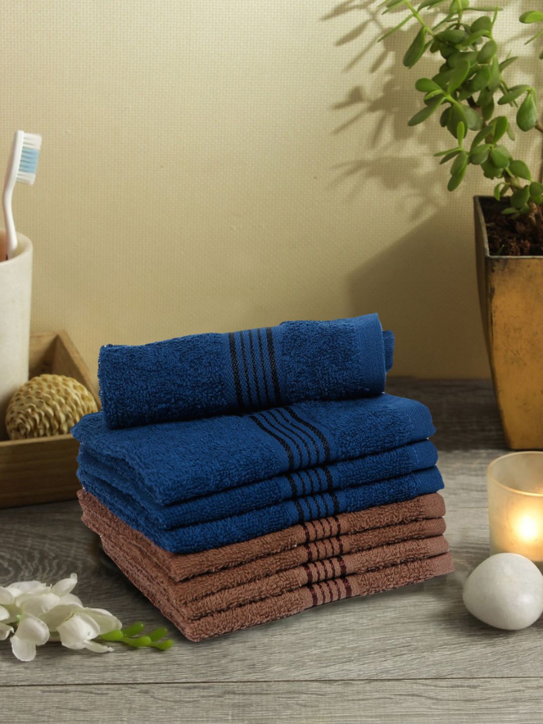 

KOPA Set Of 8 Pure Cotton Ultra-Fluffy Face Towels, Multi