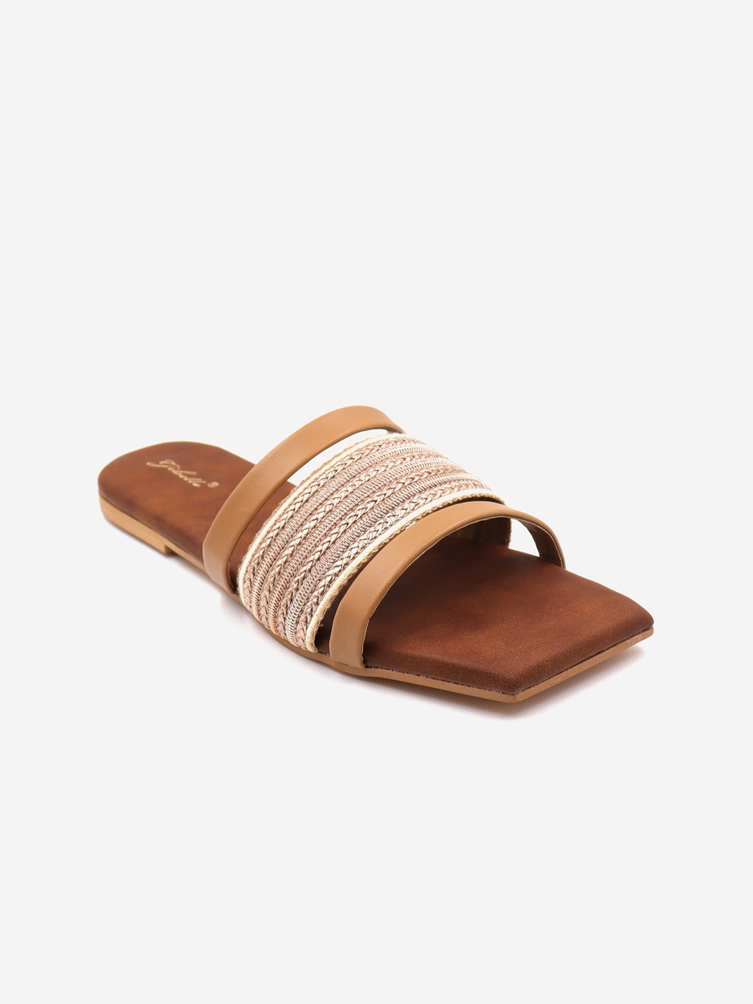 

Gibelle Women Brown Embellished Open Toe Flats