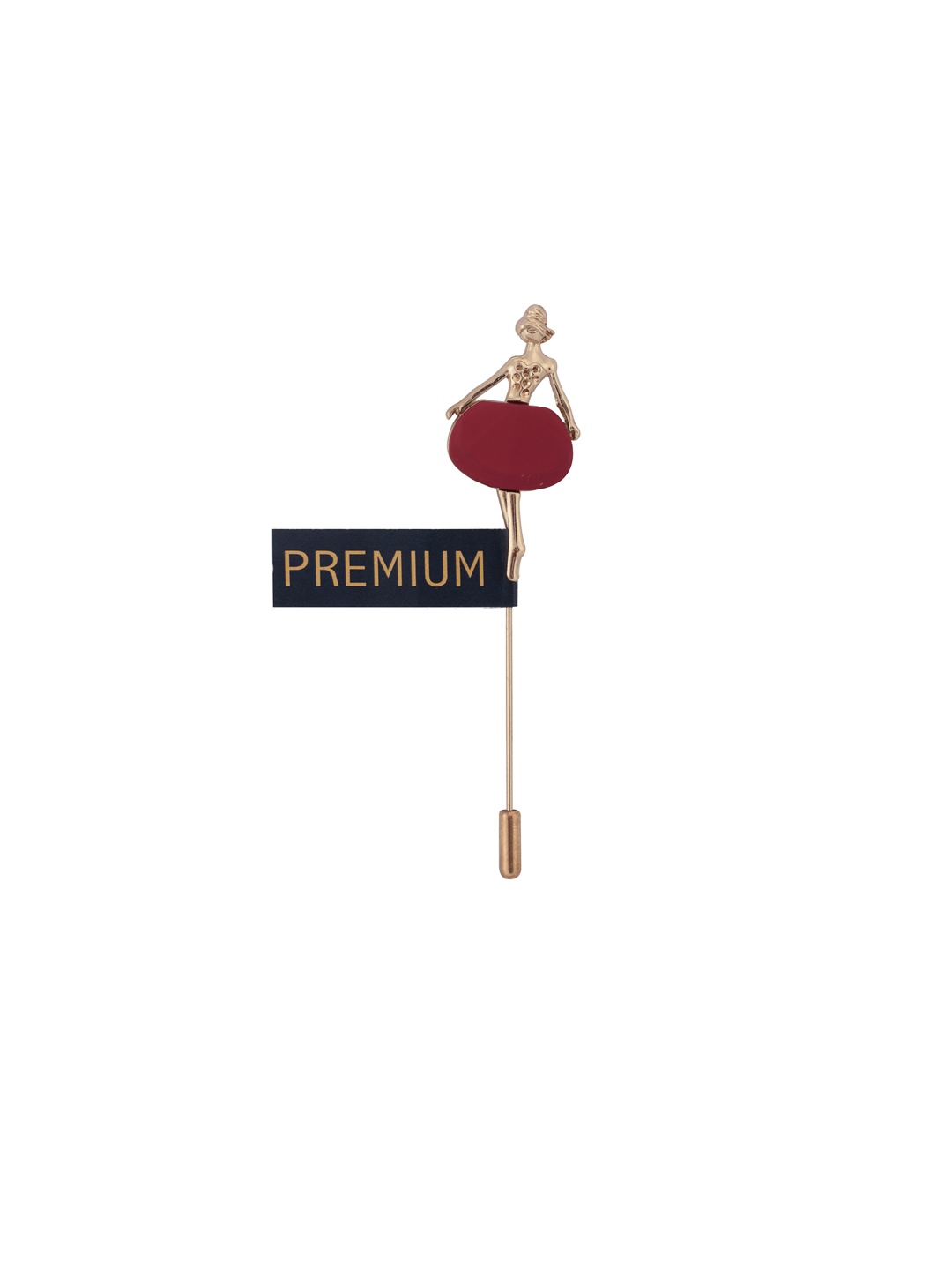 PELUCHE Red & Gold-Toned Dancing Ballerina Lapel Pin