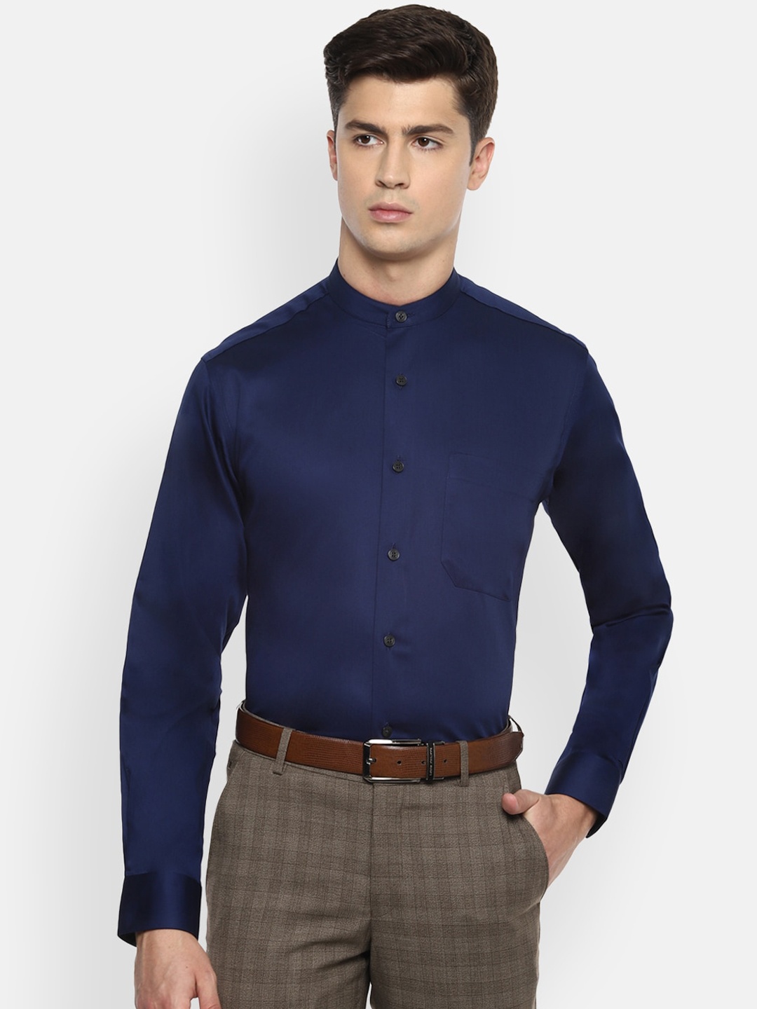 

Louis Philippe Men Navy Blue Solid Formal Shirt