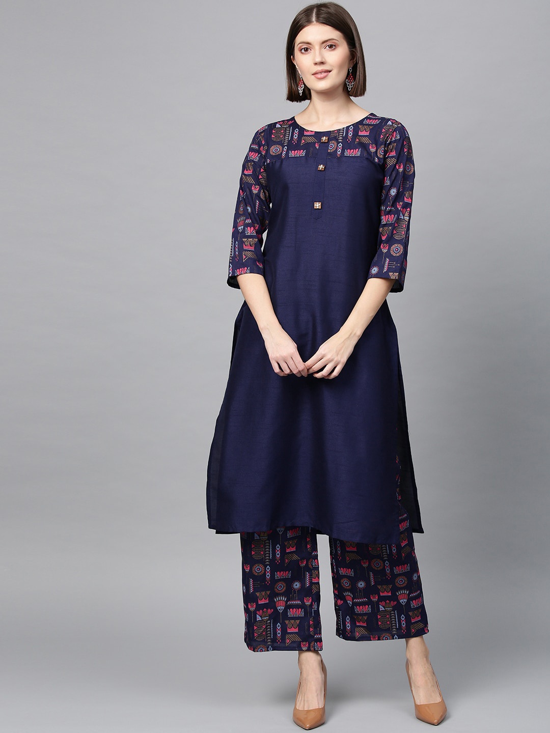 

ZIYAA Women Navy Blue Ethnic Motifs Printed Kurta