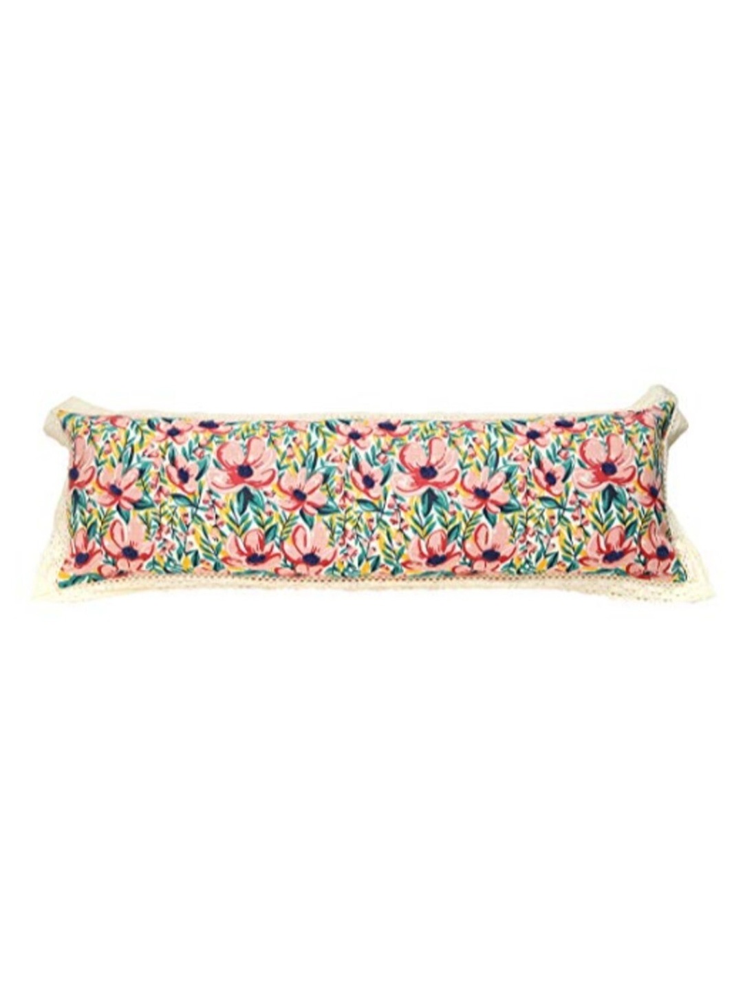 

Chumbak Pink & Green Floral Rectangle Cushion Cover