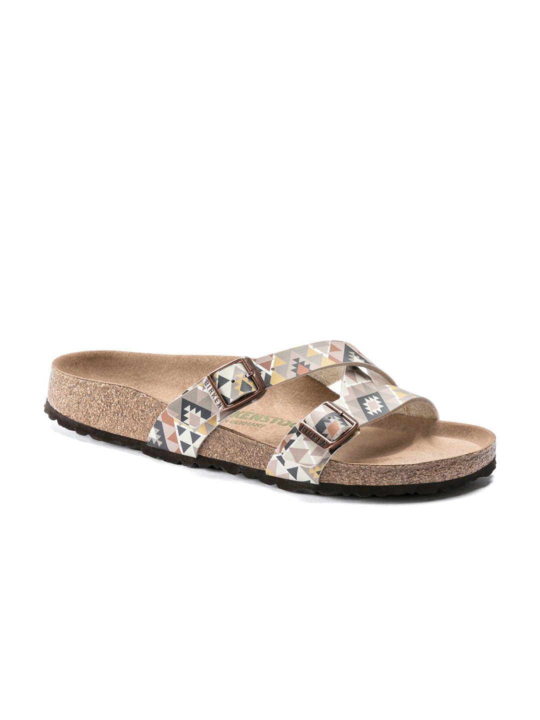 

Birkenstock Women White Yao Vegan Leather Regular Width Open Toe Flats, Beige