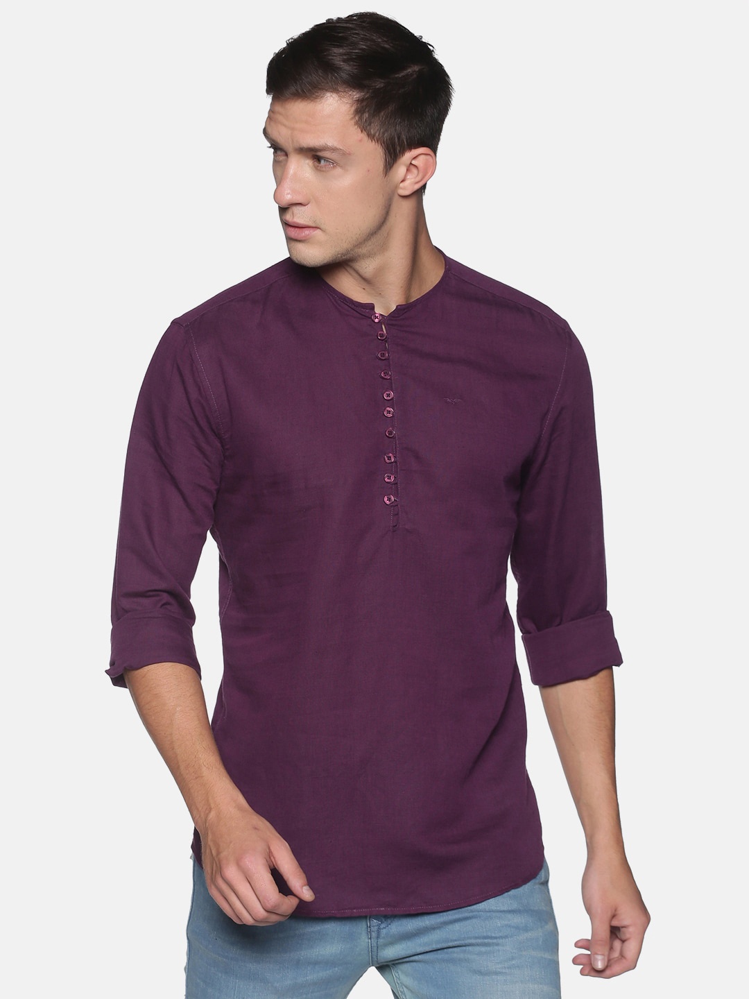 

SHOWOFF Men Purple Solid Casual Kurta