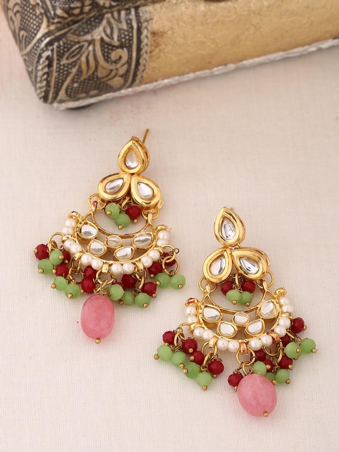

Shoshaa Gold-Plated Contemporary Drop Earrings