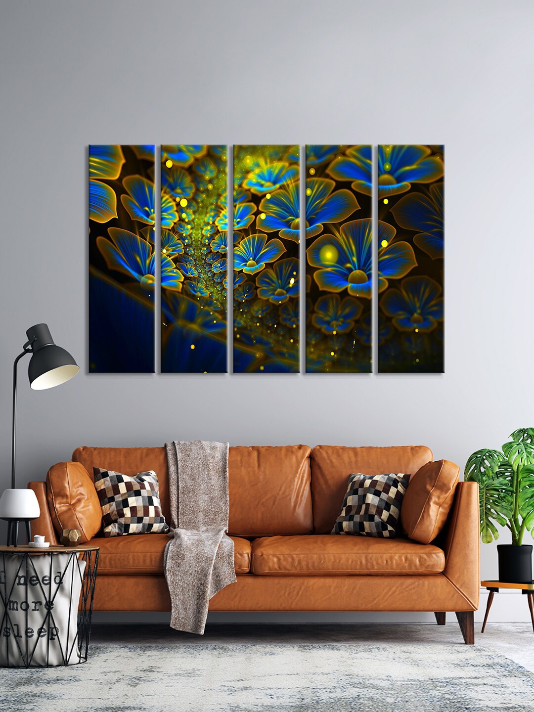 

999Store Set Of 5 Blue & Black Beautiful Pansy Flowers Wall Art Frames