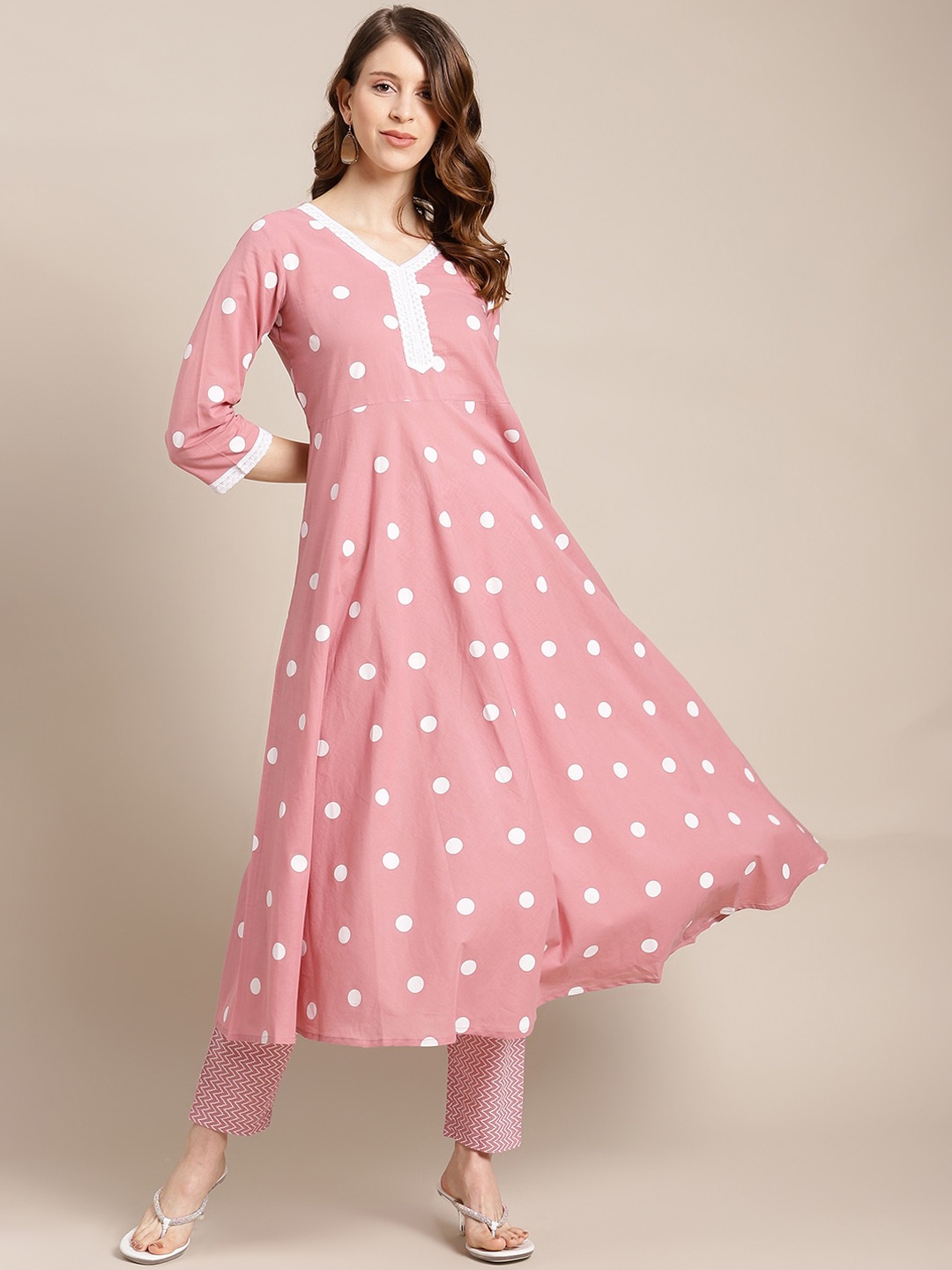 

Varanga Women Mauve Printed Empire Kurta with Trousers