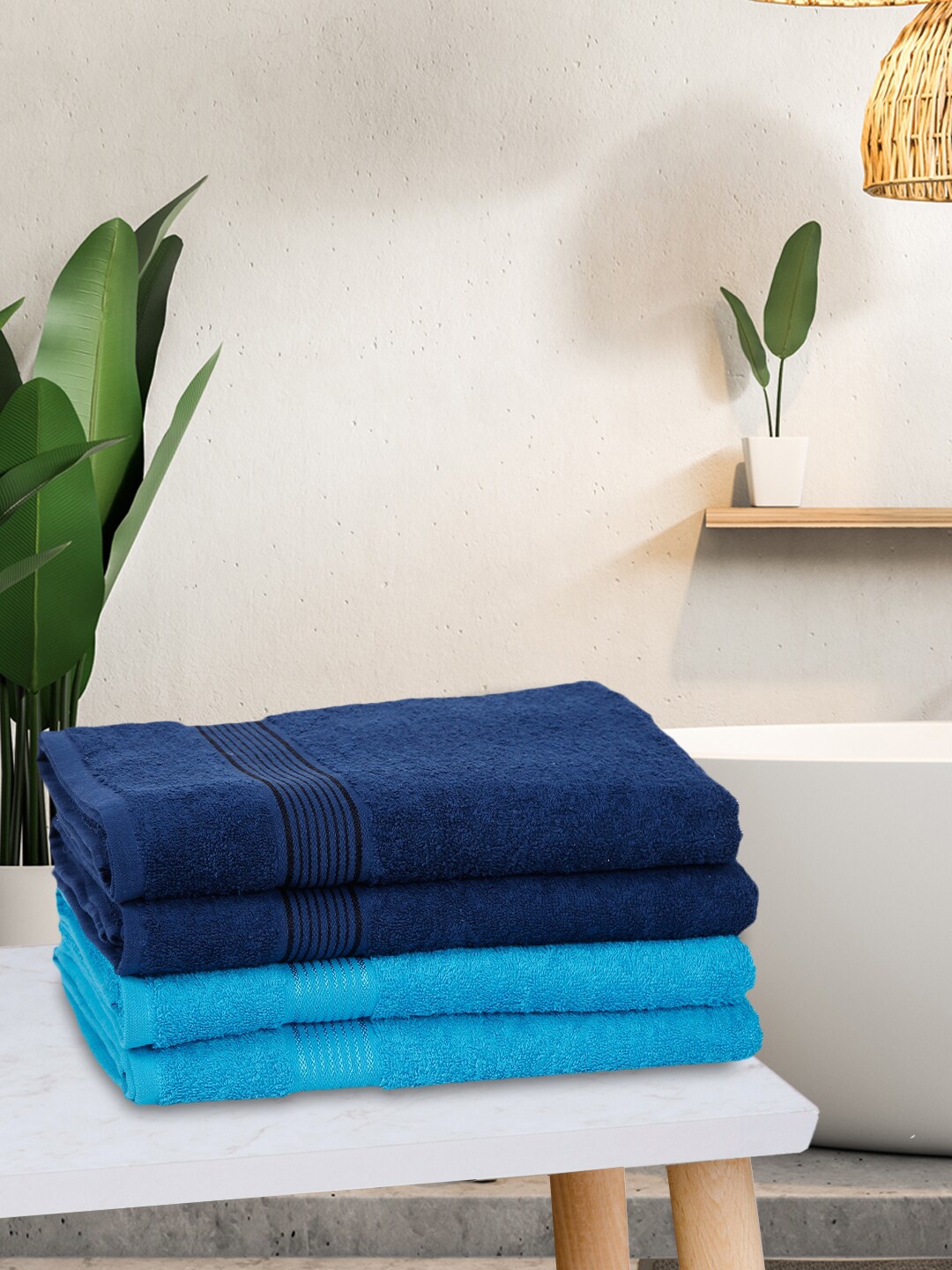 

KOPA Set Of 4 Pure Cotton Ultra-Fluffy Towels, Navy blue