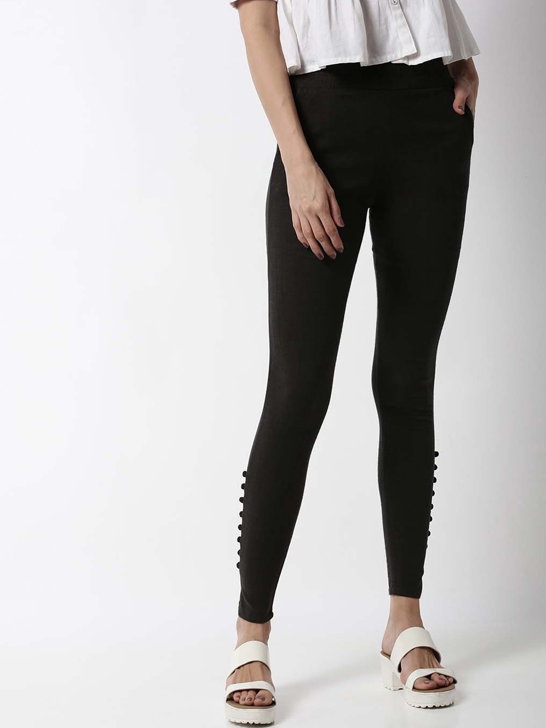 

Soch Women Charcoal Coloured Cotton Treggings