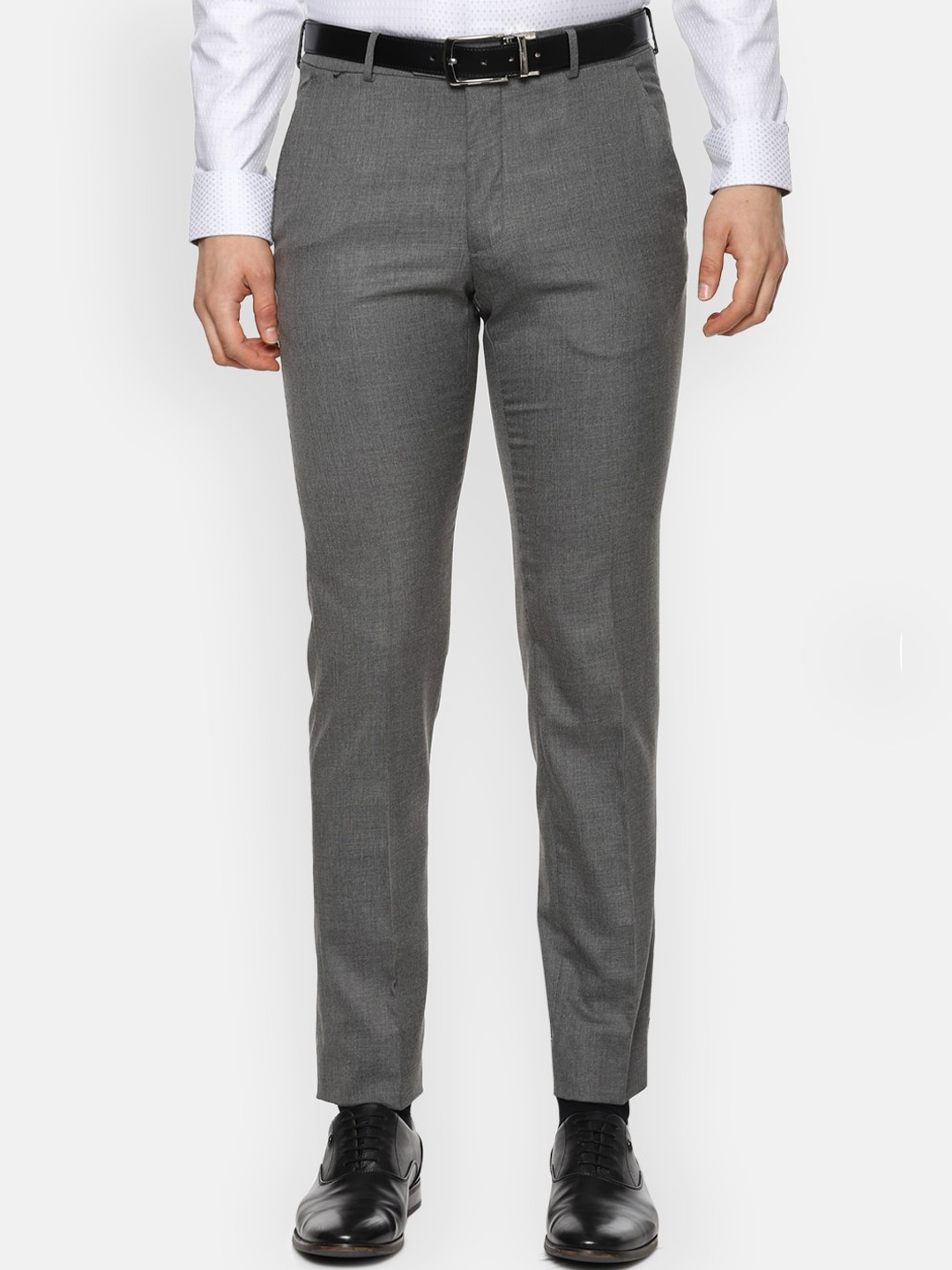 

Van Heusen Men Grey Textured Slim Fit Formal Trousers