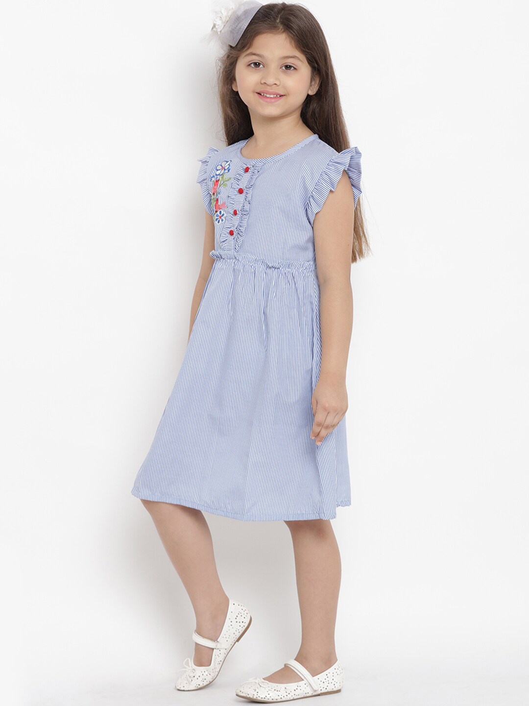 

Bitiya by Bhama Blue Striped A-Line Dress