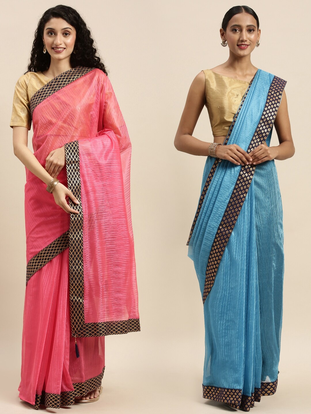 

KALINI Pack of 2 Art Silk Sarees, Assorted