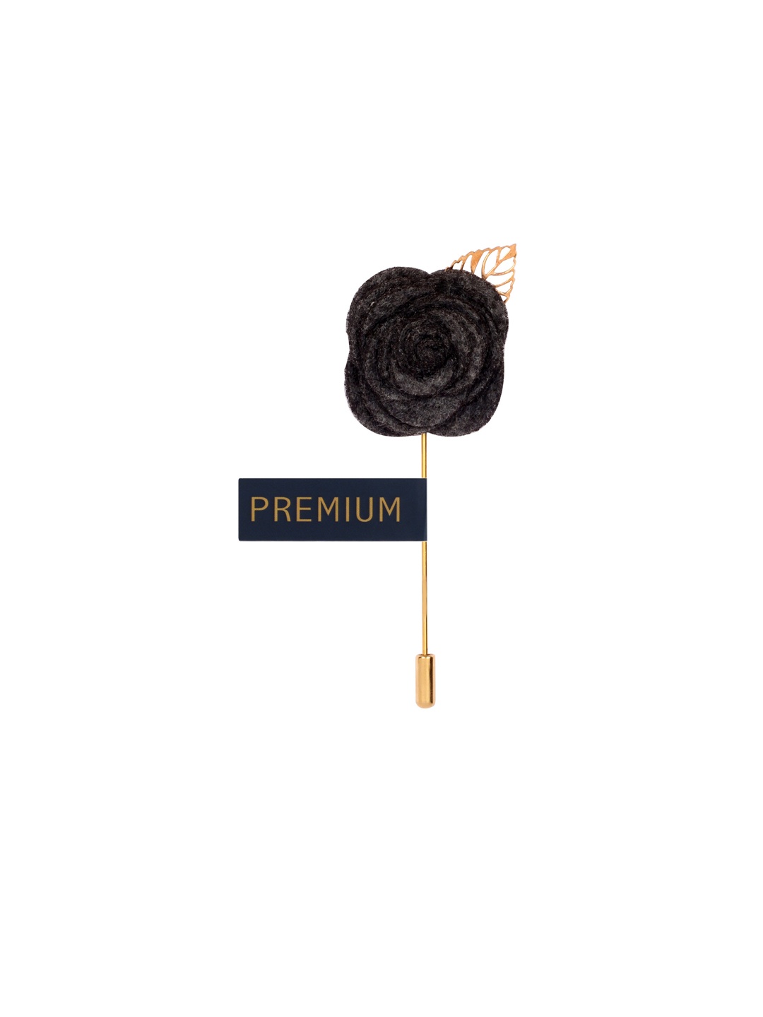 

PELUCHE Gold-Toned & Charcoal Grey Statement Brooch Lapel Pin