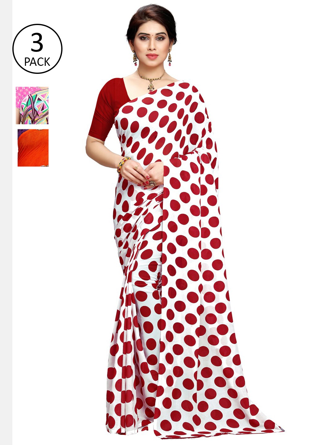 

KALINI Multi Pack of 3 Printed Saree
