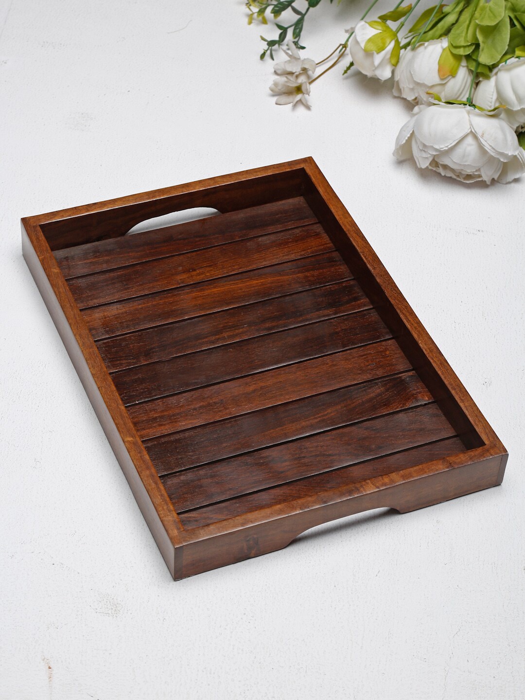 

Fabindia Brown Solid Sheesham Wood Rectangle Tray