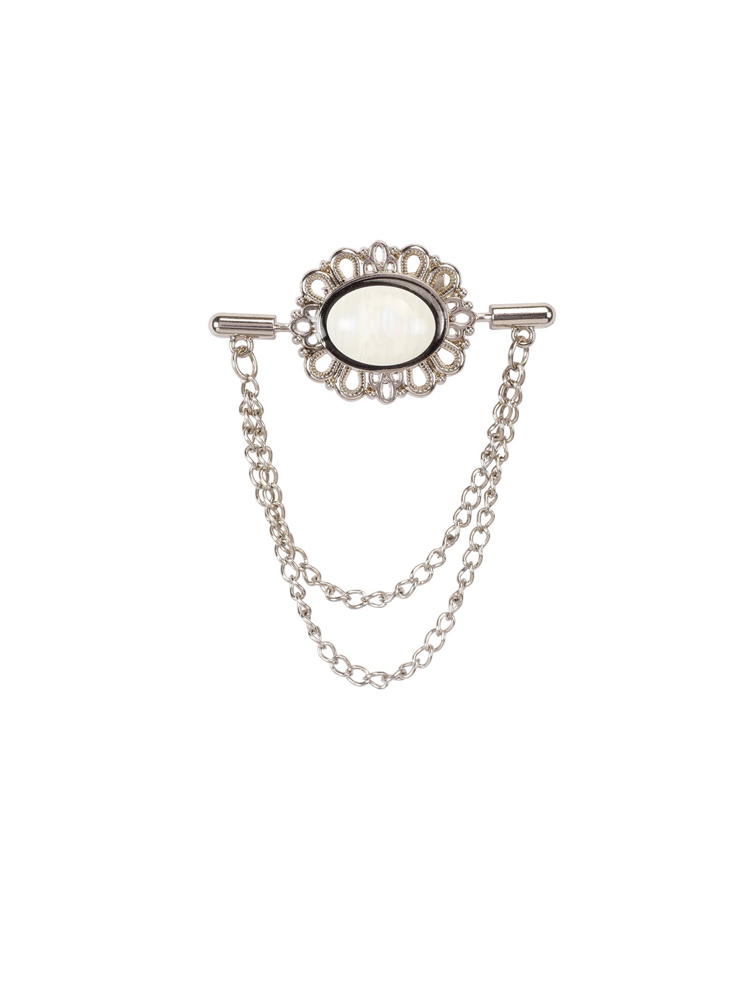

PELUCHE Men White & Silver-Toned Slick Lapel Pin