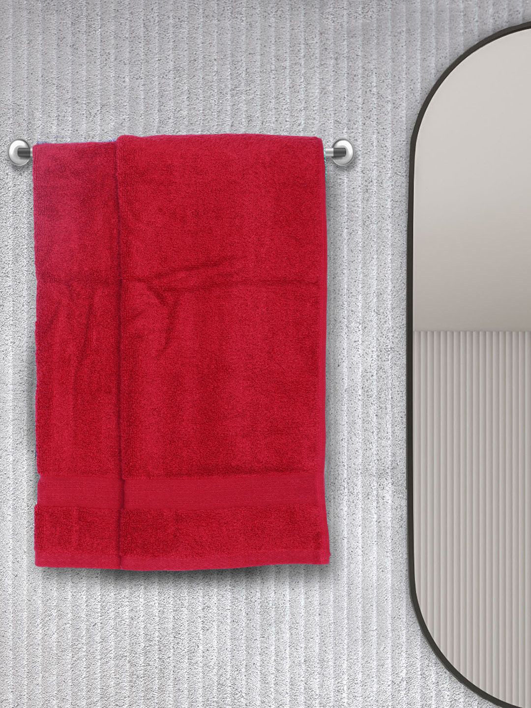 

BIANCA Set Of 2 Red Solid 500 GSM Pure Combed Cotton Terry Hand Towels