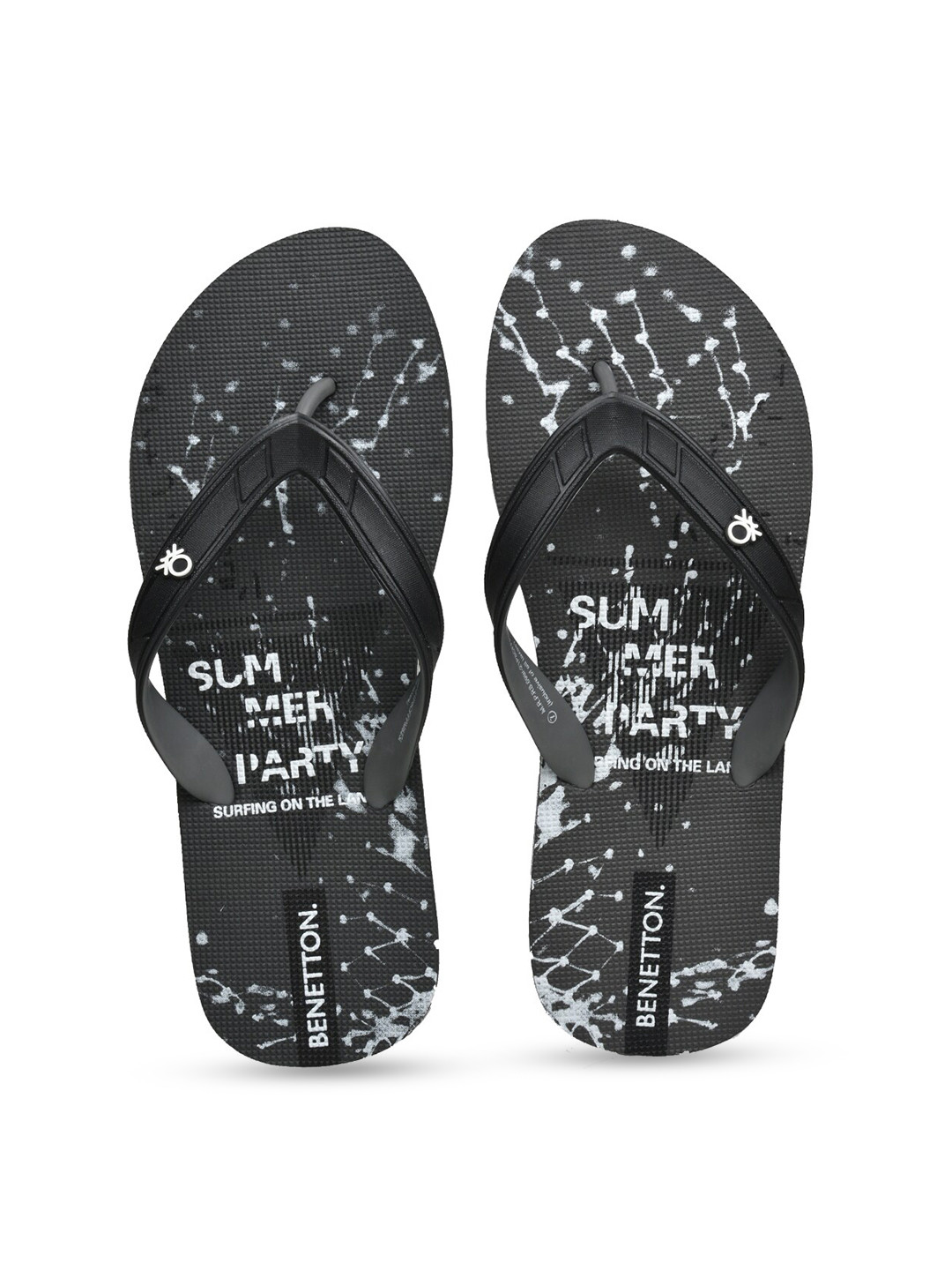 

United Colors of Benetton Men Black & White Embellished Thong Flip-Flops