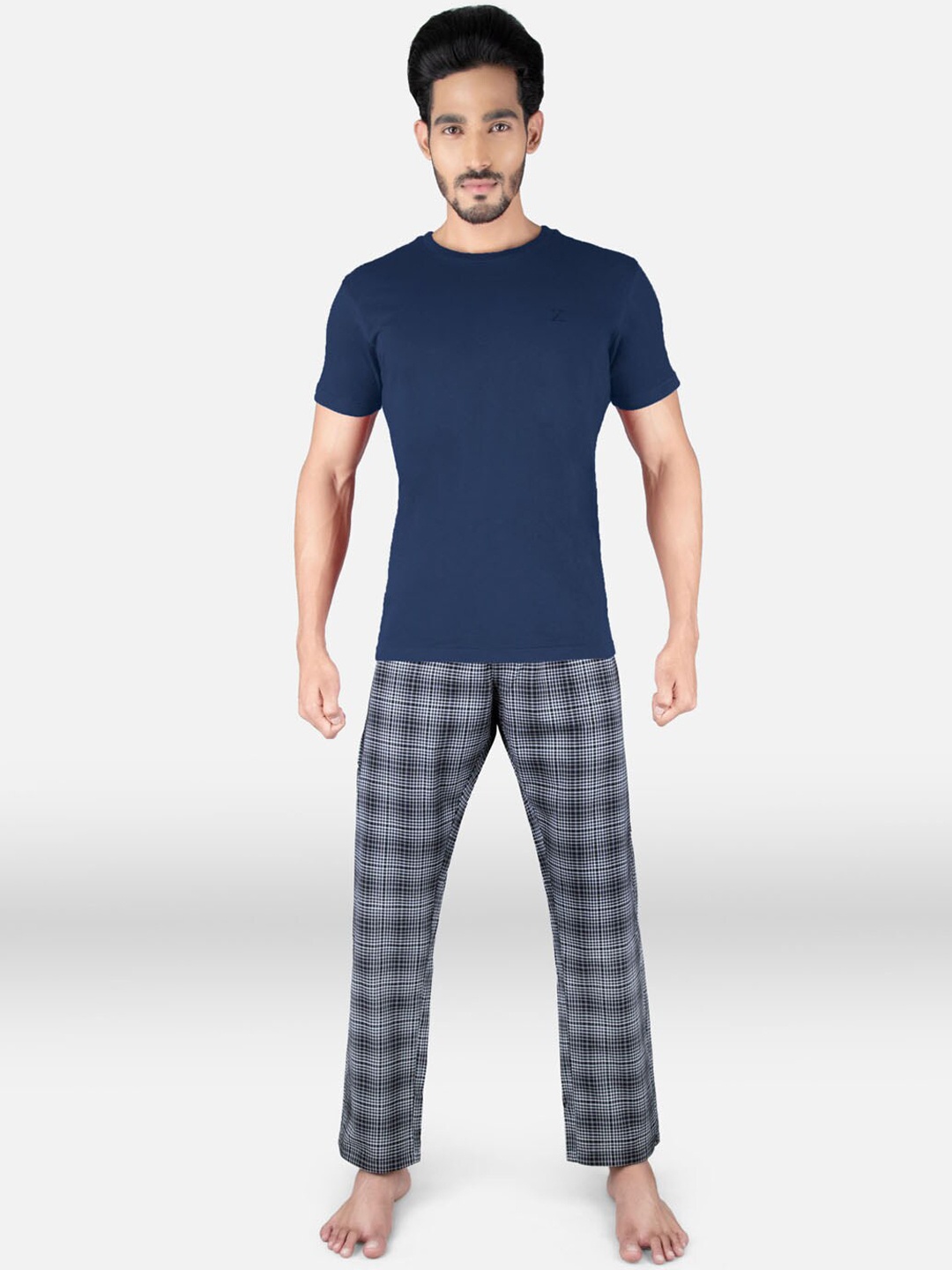 

XYXX Men Blue & White Night Suit