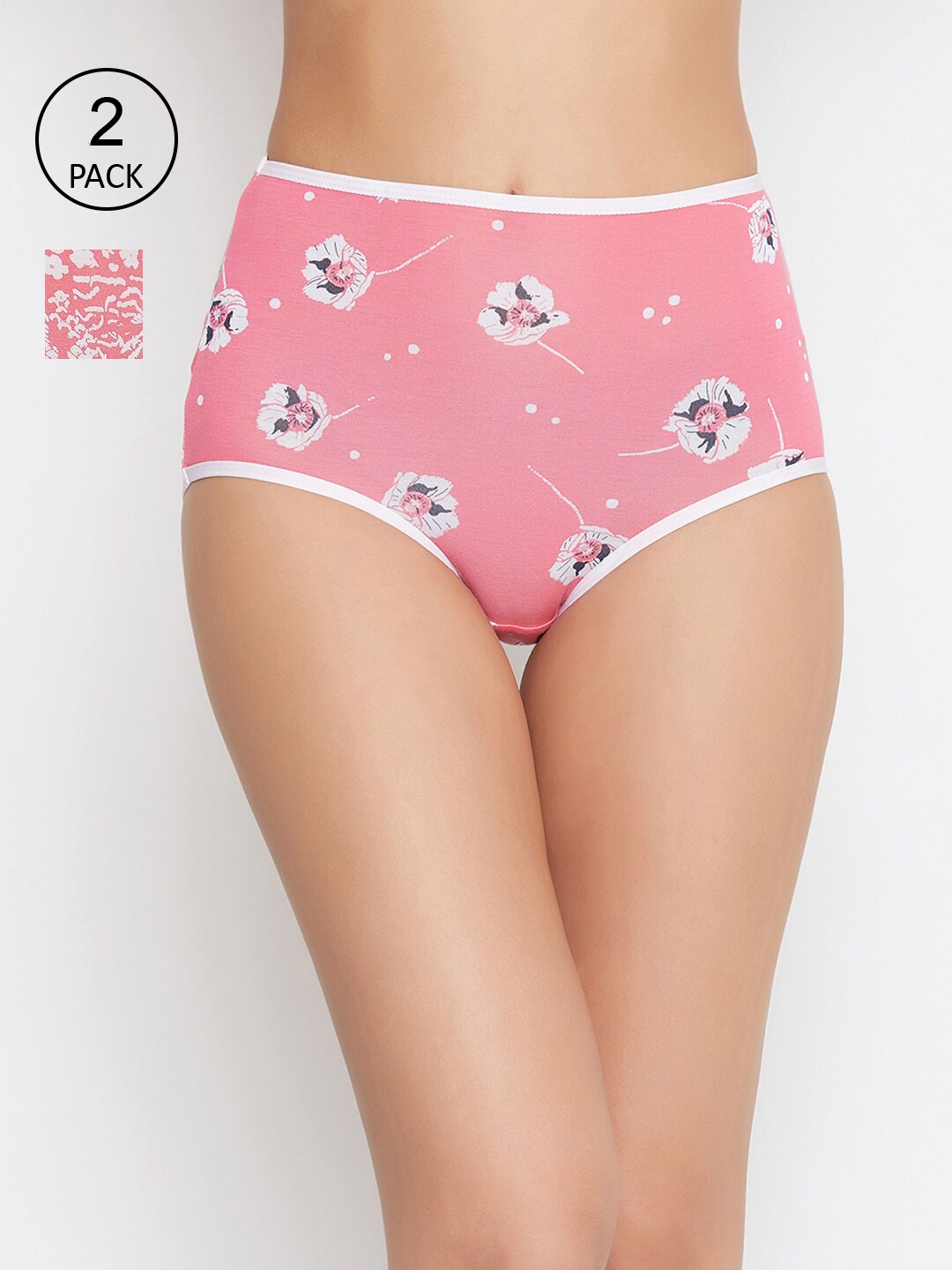 

Clovia Women Pack Of 2 Printed Cotton Hipster Briefs- COMPN1115S, Pink