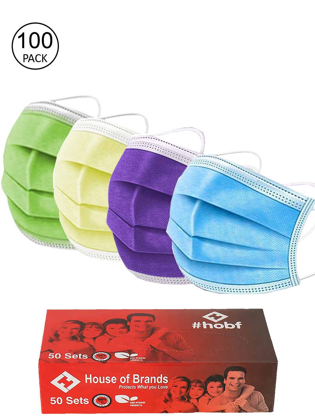 

Swiss Design Pack Of 100 3-Ply Anti-Pollution Disposable Masks, Yellow