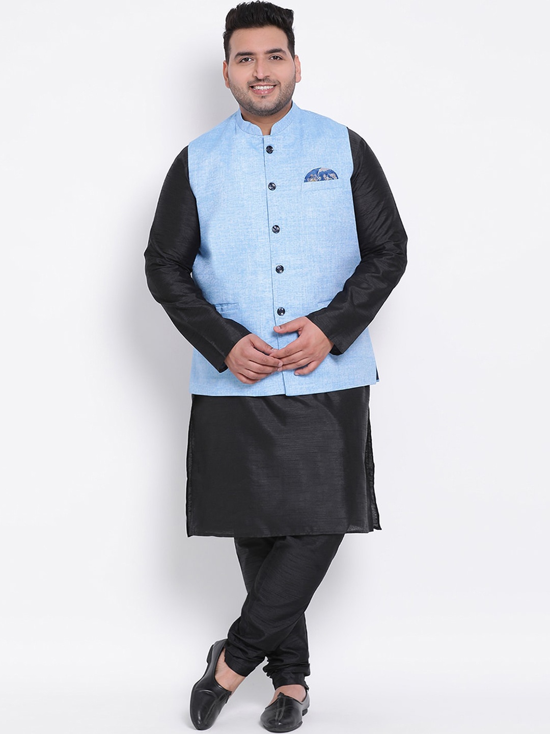 

hangup plus Men Multi Layered Dupion Silk Kurta with Pyjamas