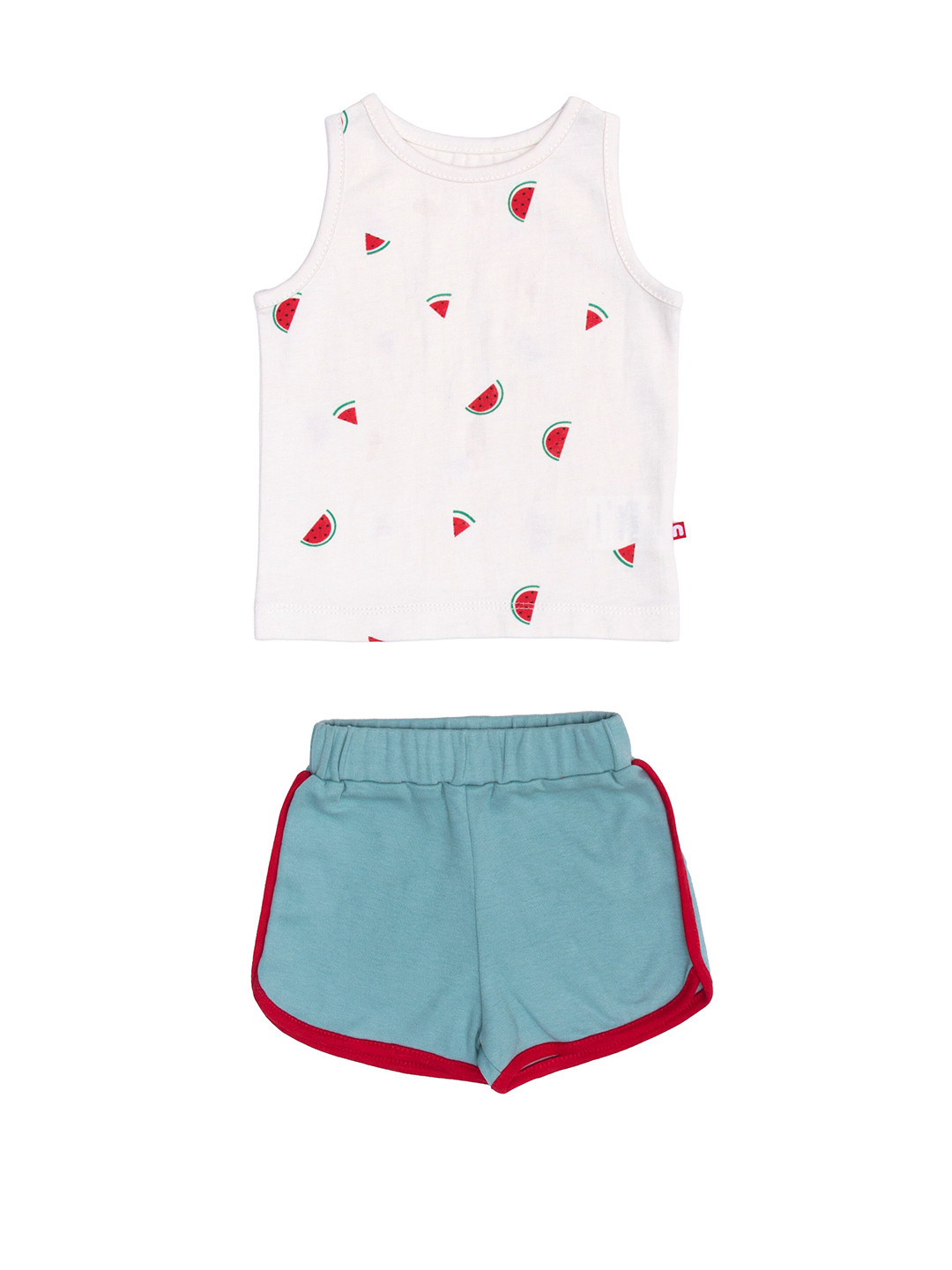 

Nino Bambino Unisex Kids White & Blue Printed Organic Cotton T-shirt with Shorts
