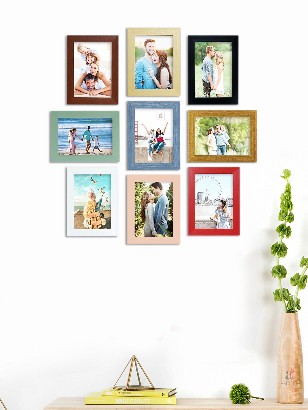 

Art Street Set of 9 MDF Wall Photo Frames, Black