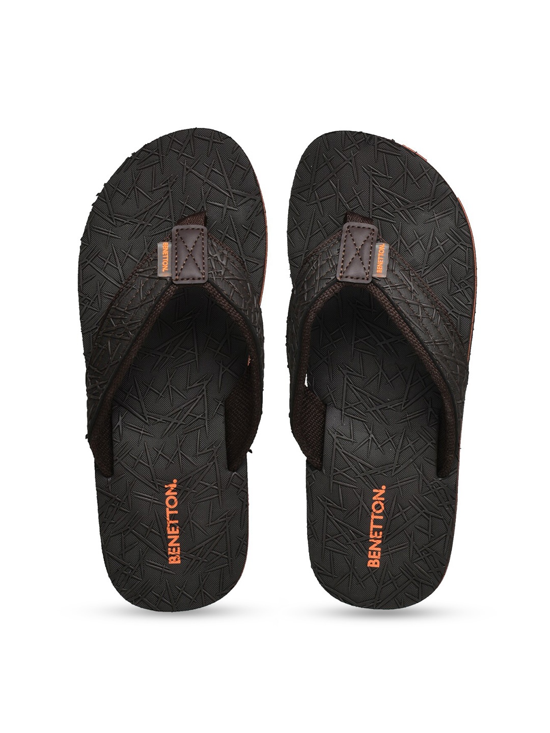 

United Colors of Benetton Men Black & Orange Thong Flip-Flops